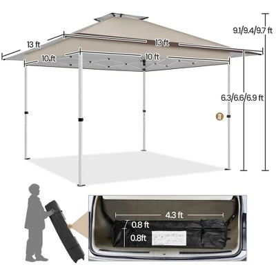 Yaheetech 13X13 Ft Portable Pop-Up Canopy With Adjustable Height And Ground Anchors & Guy Lines 2 Yaheetech 13X13 Ft Portable Pop-Up Canopy With Adjustable Height And Ground Anchors & Guy Lines - Image 2