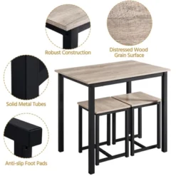 Yaheetech Industrial 3-Piece Space Saving Dining Table Set, For Kitchen, Dining Room -Furniture GUEST 7047ae0f 8515 4248 88e9 12bfd5a9b757