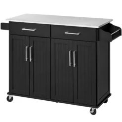 Yaheetech Large Kitchen Cart Kitchen Island On Wheels With Stainless Steel Countertop -Furniture GUEST 71797514 a697 4e9d a342 dfa98461c91a