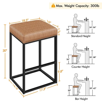 Yaheetech 30"H Bar Stools Backless Industrial Stool Modern Upholster Set Of 2 2 Yaheetech 30"H Bar Stools Backless Industrial Stool Modern Upholster Set Of 2 - Image 2