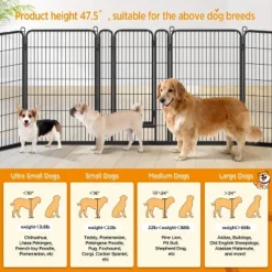 Yaheetech 8 Panels 47.5″ Dog Playpen Panels Steel Dog Cat Exercise Barrier, Black -Furniture GUEST 73ea2696 2ca2 4499 9718 0195f03ae4ba