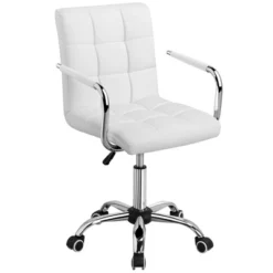 Yaheetech Modern Office Chair Height Adjustable Swivel Chair Mid Back PU Leather Chair -Furniture GUEST 7402756a 61d3 478b a553 93f875a9dbfc