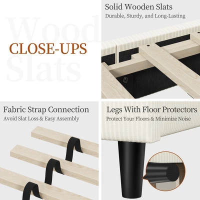 Yaheetech Upholstered Bed Frame With Adjustable Headboard And Mattress Foundation With Wooden Slat Support 4 Yaheetech Upholstered Bed Frame With Adjustable Headboard And Mattress Foundation With Wooden Slat Support - Image 4