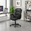 Yaheetech PU Leather Height Adjustable Office Chair With High Back,Black