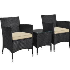 Yaheetech Wicker Rattan Coffee Table And Two Chairs Patio Conversation Set -Furniture GUEST 75de0acd d989 49ea bf41 8aa52073fbae