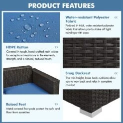 Yaheetech Patio Resin Wicker Sofa Outdoor Rattan Couch With Throw Pillows, Brown/Dark Blue 10 Yaheetech Patio Resin Wicker Sofa Outdoor Rattan Couch With Throw Pillows, Brown/Dark Blue -Furniture GUEST 75f69b2d 855f 46fa 89aa 538dd18c0826