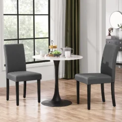 Yaheetech Set Of 2 Armless Upholstered Dining Chairs With Solid Wood Legs