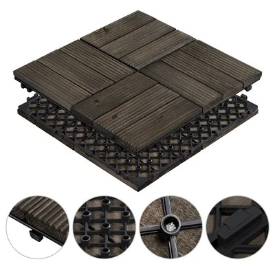 Yaheetech Pack Of 27 Waterproof Plastic Interlocking Fir Wood Flooring Tiles 4 Yaheetech Pack Of 27 Waterproof Plastic Interlocking Fir Wood Flooring Tiles - Image 4