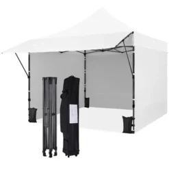 Yaheetech Portable 10 X 10 Ft. Pop-up Canopy Tent With 3 Sidewalls And Adjustable Awning -Furniture GUEST 776d41b1 9034 4c7a a15d 635d64513d6e