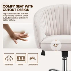 Yaheetech Rolling Office Chair Armchair With Tufted Barrel -Furniture GUEST 7794b6fd 0f19 4b8b 8f8c 37365e944377