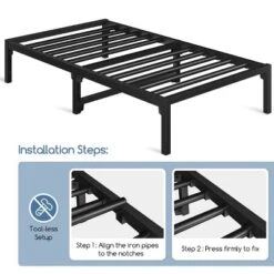 Yaheetech Metal Platform Bed Frame With Ultra-Durable Steel Slat Support -Furniture GUEST 779aa615 39f3 472e 8766 9609a2fe80ed