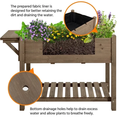 Yaheetech Elevated Garden Planter With Removable Grow Grids Dark Brown 4 Yaheetech Elevated Garden Planter With Removable Grow Grids Dark Brown - Image 4