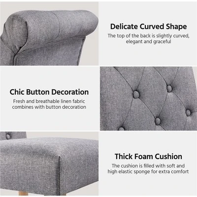 Yaheetech 2pcs Classic Fabric Upholstered Dining Chair Kitchen Chair 4 Yaheetech 2pcs Classic Fabric Upholstered Dining Chair Kitchen Chair - Image 4