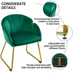 Yaheetech Velvet Armchair Accent Chair With Metal Legs For Living Room/Bedroom -Furniture GUEST 79c98cab 902e 40cc 98a6 ec36a1ba84c9