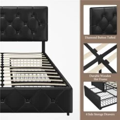 Yaheetech Full Storage Bed Frame With 4 Storage Drawers And USB Ports -Furniture GUEST 7a0d1ec3 9a7e 4d39 b97d 0a2cf09a0900