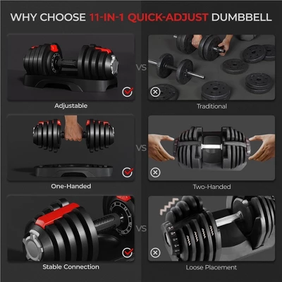 Yaheetech 2 X11-in-1 Adjustable Dumbbell Weight From 3LBS To 28LBS For Home Gym, Black 4 Yaheetech 2 X11-in-1 Adjustable Dumbbell Weight From 3LBS To 28LBS For Home Gym, Black - Image 4