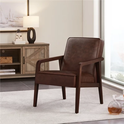 Yaheetech Modern Faux Leather Upholstered Accent Chair Armchair 1 Yaheetech Modern Faux Leather Upholstered Accent Chair Armchair