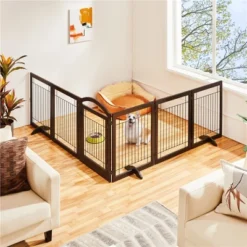 Yaheetech 34" Height Tall Pet Gate With Wood And Wire For Doorway