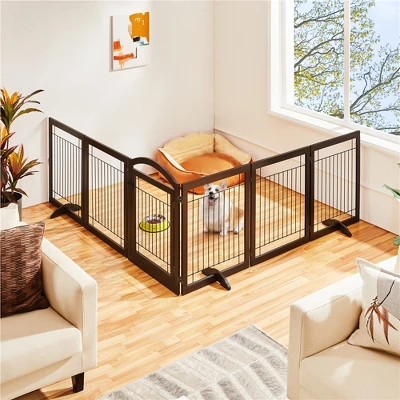 Yaheetech 34" Height Tall Pet Gate With Wood And Wire For Doorway 1 Yaheetech 34" Height Tall Pet Gate With Wood And Wire For Doorway