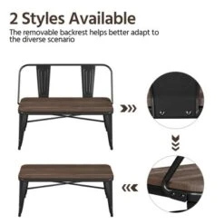 Yaheetech Industrial Metal Dining Bench With Wooden Top For Patio, Kitchen, Garden Black 12 Yaheetech Industrial Metal Dining Bench With Wooden Top For Patio, Kitchen, Garden Black -Furniture GUEST 7cf69bb7 c57a 446c 9995 fdc36af4c943