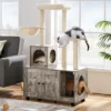 Yaheetech Wooden Litter Box Enclosure With Cat Tree Tower