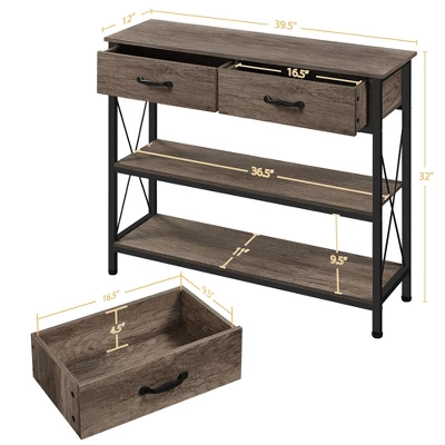 Yaheetech Minimalist 3 Tier Console Table With 2-Drawers & 2-Shelves 2 Yaheetech Minimalist 3 Tier Console Table With 2-Drawers & 2-Shelves - Image 2