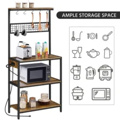 Yaheetech 67.5" H Baker’s Rack With Power Outlet For Kitchen Storage, Rustic Brown -Furniture GUEST 7ea24def 693a 4235 b51c 4dd89ae00bdd
