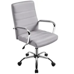 Yaheetech Mid-Back Office Chair With Arms 360° Swivel PU Leather Office Executive Chair -Furniture GUEST 7f8e8fea 91d8 4833 95b1 216a03bacb09