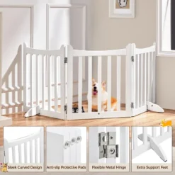 Yaheetech 24inch Tall Freestanding Wooden Pet Gate With Door, White 11 Yaheetech 24inch Tall Freestanding Wooden Pet Gate With Door, White -Furniture GUEST 7fd7953f 3458 4270 9e56 934563e5573d