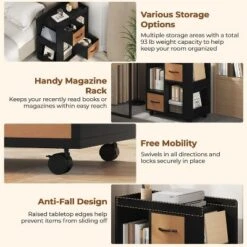 Yaheetech Modern Rolling End Table Side Table With 2 Foldable Fabric Drawers, Magazine Racks For Living Room -Furniture GUEST 80777999 3260 49b7 89e0 87530ea0a3f3