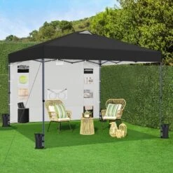 Yaheetech 10x10FT Pop-up Canopy With One-Push-To-Lock Setup Mechanism And Sidewallwith Pockets