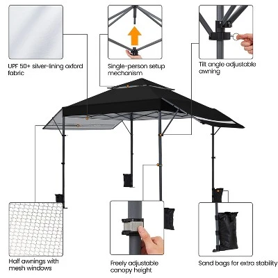 Yaheetech 10x17ft Pop-up Gazebo Canopy With Double Awnings 3 Yaheetech 10x17ft Pop-up Gazebo Canopy With Double Awnings - Image 3