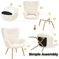 Yaheetech Boucle Accent Chair With Wood-tone Metal Legs Ivory 9 Yaheetech Boucle Accent Chair With Wood-tone Metal Legs Ivory -Furniture GUEST 814326fc 845e 4282 a9f9 82c83987358e