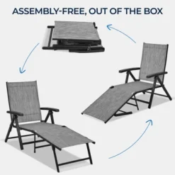 Yaheetech 2pcs Outdoor Chaise Lounge Portable Texteline Bed -Furniture GUEST 81e87449 c9a7 4980 9604 c3648513b757