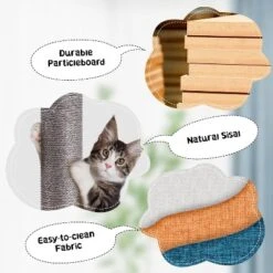 Yaheetech 8-8.6FT Adjustable Floor-to-Ceiling Cat Tree, Blue/Orange -Furniture GUEST 825d6888 e146 4c7c a89f 22ce455f4f60