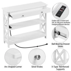 Yaheetech Wooden Console Table Entryway Table With Power Outlet -Furniture GUEST 82e651ed 818c 420f b26a fe9bb128663f