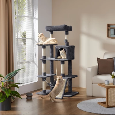 Yaheetech Multilevel Cat Tree With Hammock, Scratching Posts, Condo Perch Ball For Indoor 1 Yaheetech Multilevel Cat Tree With Hammock, Scratching Posts, Condo Perch Ball For Indoor