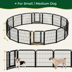 Yaheetech 16 Panels Dog Playpen Metal Pet Playpen, Black -Furniture GUEST 859fbe77 4348 4317 8bf2 057f01f2eff4