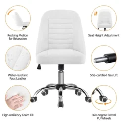Yaheetech Faux Leather Mid Back Home Office Desk Chair With Chrome-plated Metal Base -Furniture GUEST 85b7d087 549c 4e60 8702 2646ebab6618