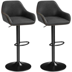 Yaheetech 2pcs Upholstered Height Adjustable Swivel Bar Stools Set -Furniture GUEST 86406f78 87ca 4a53 b406 0c54b5a3986b