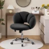 Yaheetech Boucle Upholstered Rolling Makeup Vanity Chair