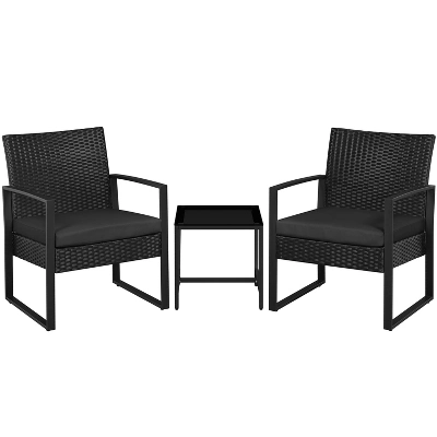 Yaheetech 3 Piece Patio Set Modern PE Bistro Furniture Conversation Sets 9 Yaheetech 3 Piece Patio Set Modern PE Bistro Furniture Conversation Sets - Image 9