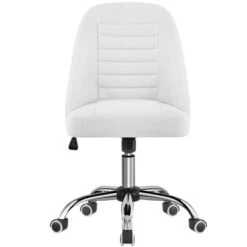 Yaheetech Faux Leather Mid Back Home Office Desk Chair With Chrome-plated Metal Base -Furniture GUEST 866c293a 3584 4fa3 beb4 84d99b96966e