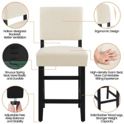 Yaheetech 24.6" H Upholstered Counter Bar Stool, Beige -Furniture GUEST 869c5918 16c2 4eee b915 e808c9059782