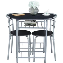 Yaheetech Round Dining Table Set For 2 With Steel Legs, Storage Rack -Furniture GUEST 86a3e074 7082 4fbb 9b31 1b8e40d02015