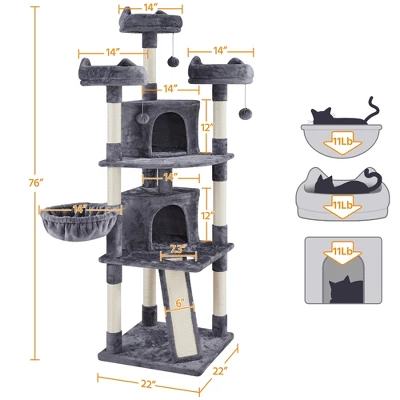 Yaheetech 76"H Large Plush Cat Tree With Platforms For Kittens Cats 2 Yaheetech 76"H Large Plush Cat Tree With Platforms For Kittens Cats - Image 2