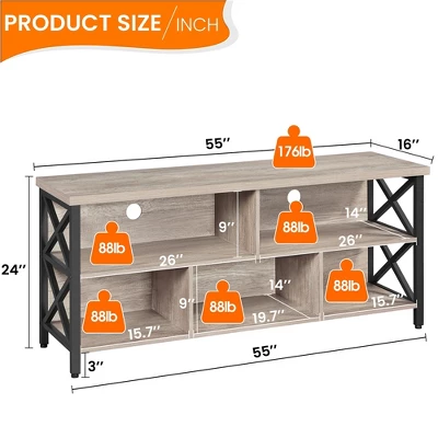 Yaheetech TV Stand For TVs Up To 65 Inch With Storage Compartments 2 Yaheetech TV Stand For TVs Up To 65 Inch With Storage Compartments - Image 2