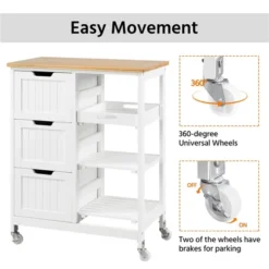 Yaheetech Rolling Kitchen Island Kitchen Cart With Cabinet & Drawer White -Furniture GUEST 88634050 0cb6 409f abfc 51b50bbbc036