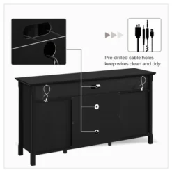 Yaheetech 31in Height Tall Modern TV Stand Media TV Console Black -Furniture GUEST 88c7bf4f 7528 434a 9487 129e268c6a2d