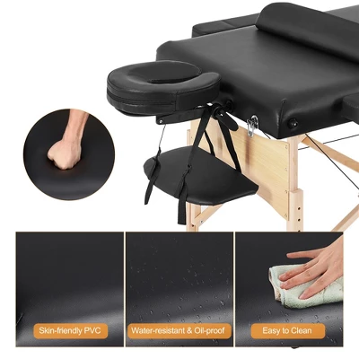 Yaheetech Professional Portable Massage Bed 3 Folding Massage Table With Backrest Black 6 Yaheetech Professional Portable Massage Bed 3 Folding Massage Table With Backrest Black - Image 6